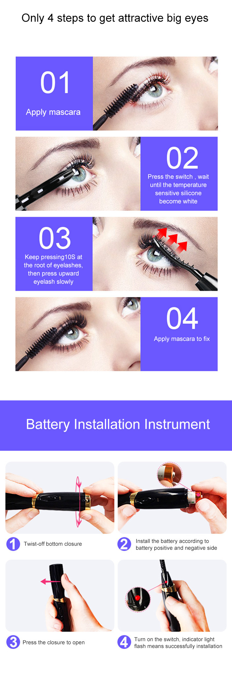 22g Both Side Curved Nickel Chromium Wire Heated Eyelash Curler