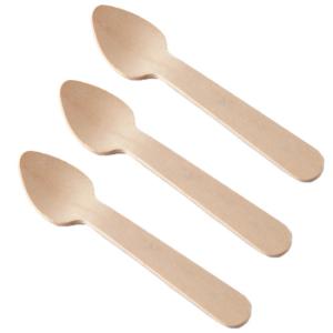 Quality 95mm 110mm Biodegradable Cutlery , Ice Cream Disposable Wooden Spoons wholesale