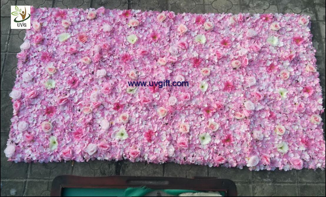 UVG pink hydrangea wedding flower wall for stage background decoration CHR1148