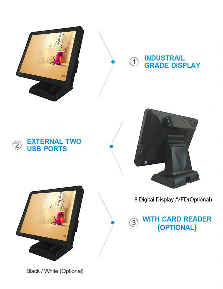 Black Color 17 Inch Point Of Sale Terminal Single Touch Screen With Plastic Housing