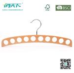 Betterall Burly-wood Color Curved Wooden Ties Hanger with Ten Holes