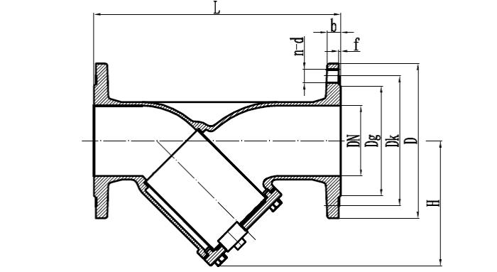 Din CI Y Type Strainer Dimensions Drawing