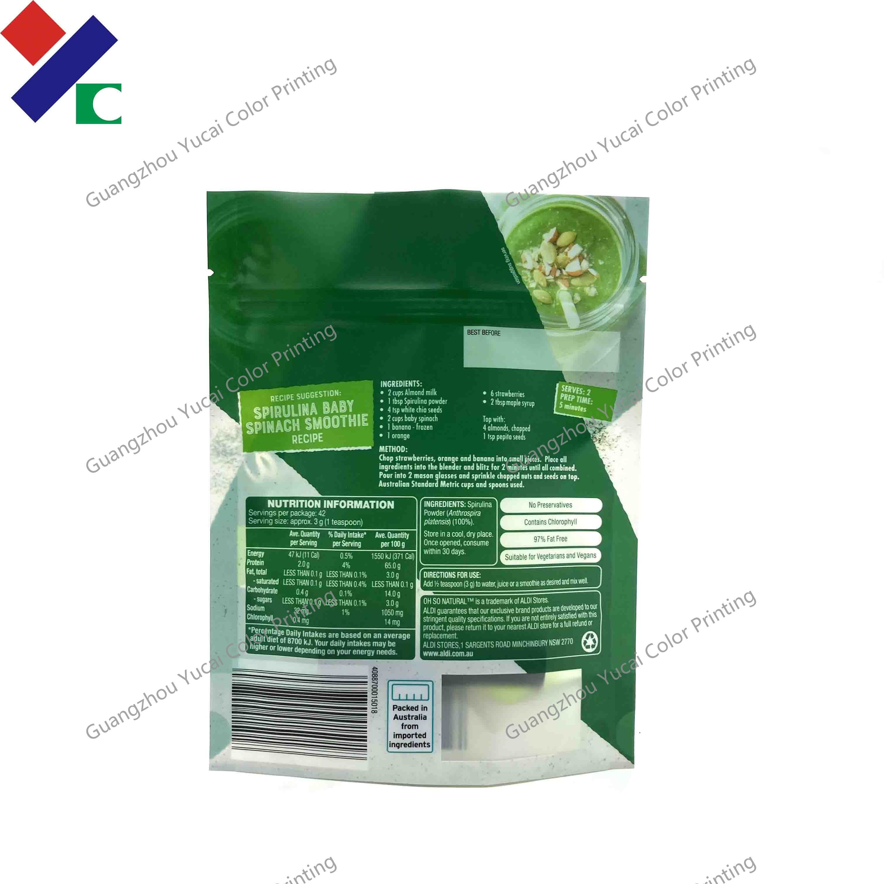 Customized Printing Plastic Packing Bag Top Zip Lock Pouch For Beef Jerky Tea Candy Whey Powder