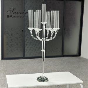Quality New design 7 arms crystal candle holder for wedding table decor wholesale