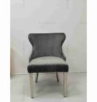 Gray Power Lion Buttoned Back Dining Chair Padded Dining Room Chairs Silver