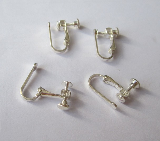 14mm Clip On Leverback with 4mm Half Round Silver Earwires, Ear Wires Earring Clips