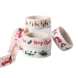 Quality 16mm*100y Merry Christmas Printed Cotton Ribbon Customized Cotton Ribbon wholesale