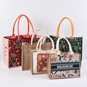Quality Personalized Natural Canvas Printed Jute Bags Burlap Tote Bag wholesale