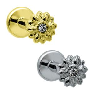 Quality 316l Surgical Steel Lip Labret Ring Jewelry Clear Crystals Blinged Flower Shaped wholesale