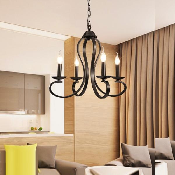 Candle Chandelier lighting American style Vintage white/black wrought Iron Home