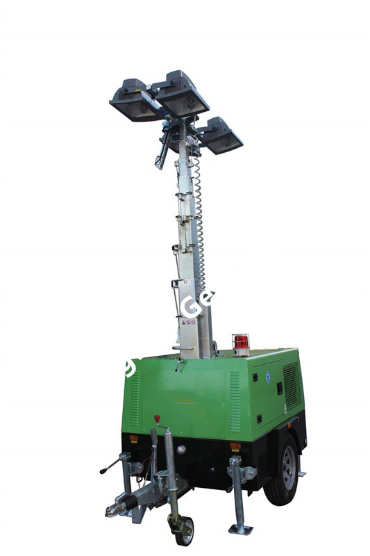 Telescopic Mast Metal Halide Lamp Led Lighting Tower 9m Mobile With Diesel Generator