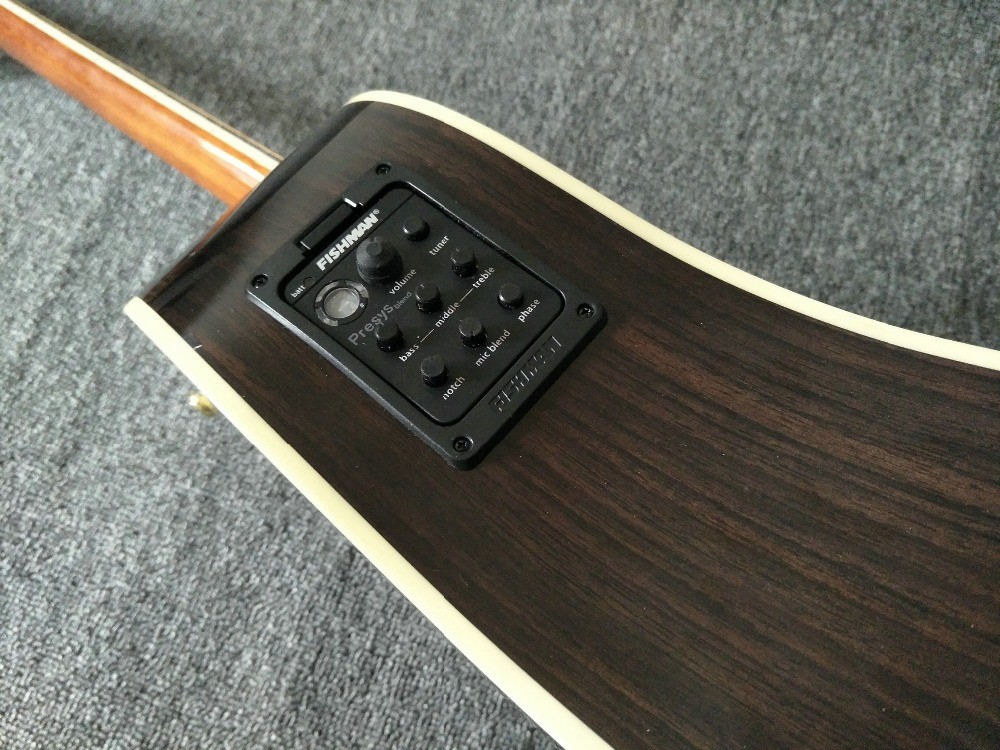 Guitar Factory Customization Acoustic Guitar Vintage Top AAA Sitka Solid Spruce Body Guitar with Fishman pickups