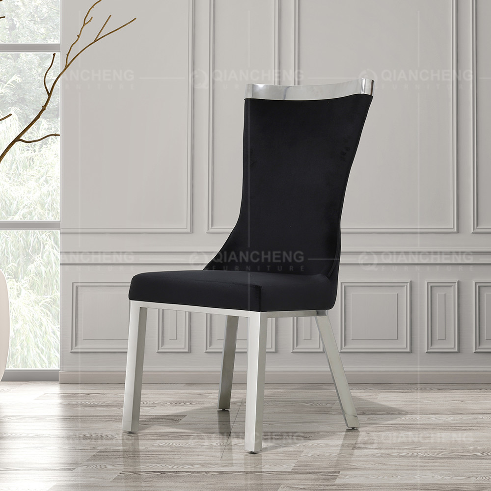 Luxury Chrome SS Dining Chairs softness Upholstered Dining Room Chair