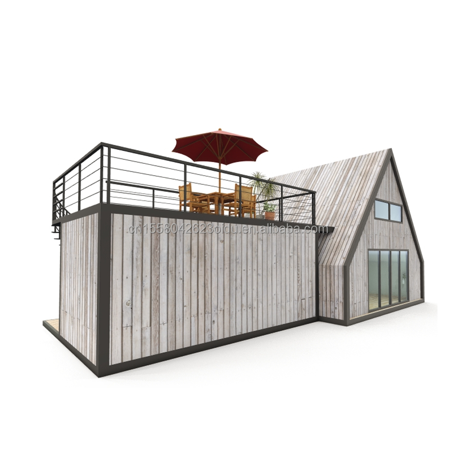 EU Modern Design Wooden Container House for Couples' Holiday or Hotel Main Structure Galvanized Steel Square Tubes