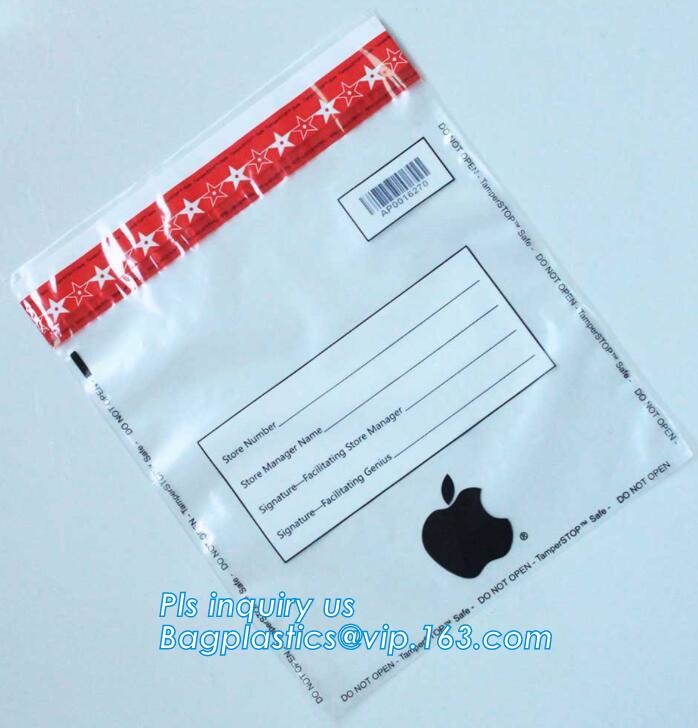 Opaque Tamper Evident Sealing Plastic Bank Money Steb Security Bag / Custom Self Adhesive Plastic Courier Bag, bagease