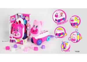 Quality Pink Building Blocks Educational Toys For Kids Age 3 Years / Animal Trolley Cart wholesale