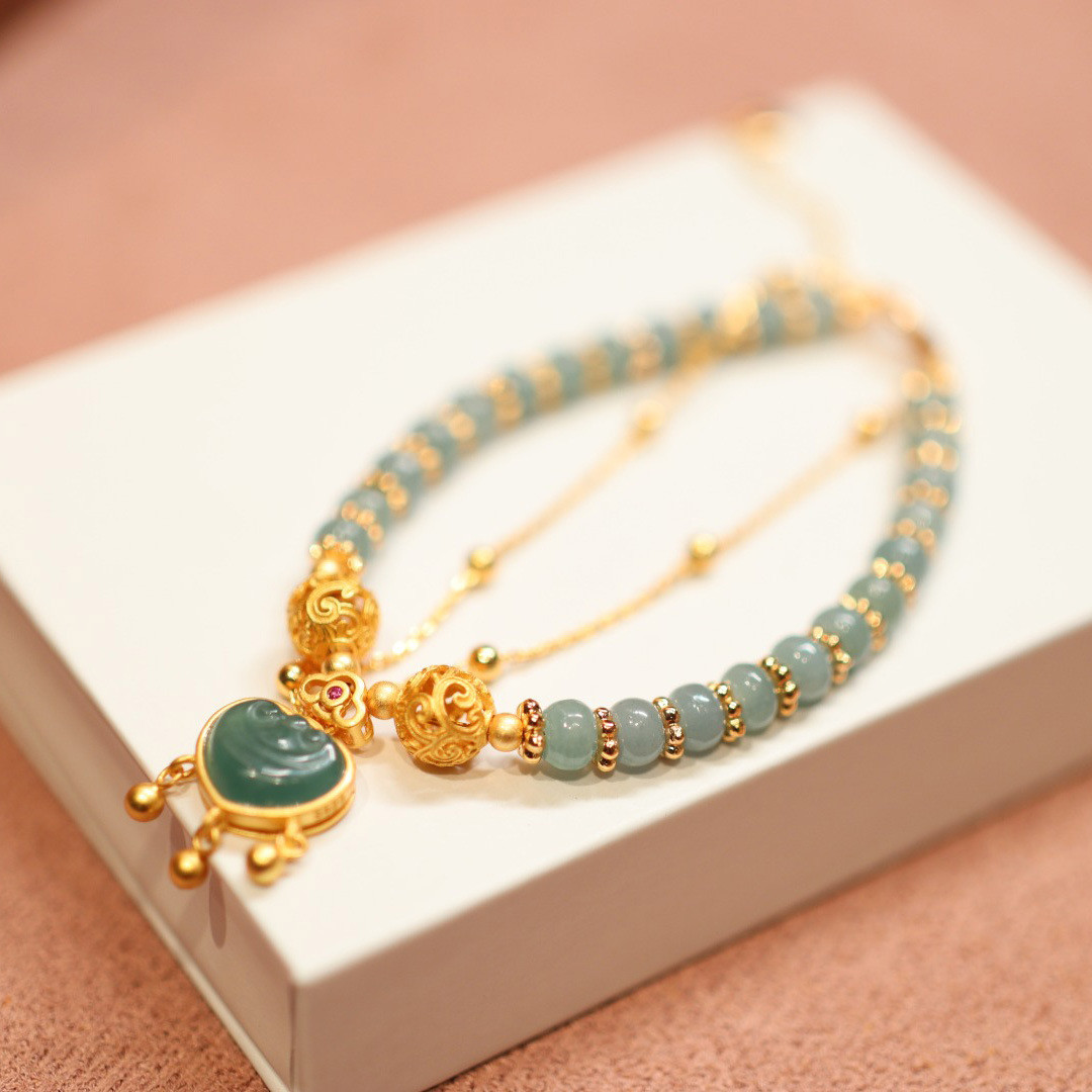 Luxury Hotan Jade Safety Clasp Pendant Women Bracelet Jewelry Natural Freshwater Pearl Myanmar Jade Bracelet For Women Fashion Jewelry Jade Handcarved
