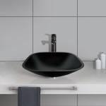 Acid Matt Square Bowl Bathroom Sink Table Top Black Tempered Glass Anti Rust