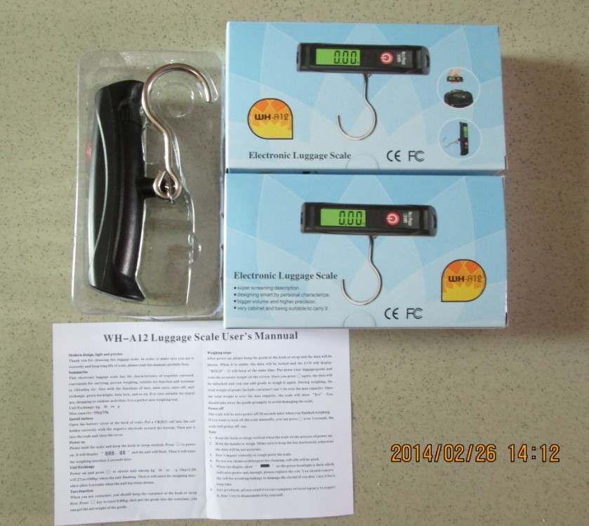 Green Backlight Travel Bag Weighing Scales With ABS Plastic Material