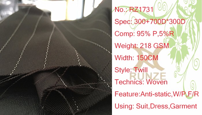 Elegant Women Dress 95% Polyester 5% Viscose Plain Stripes Fabric For Woolen Blazer Fabric Suits