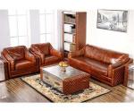 Full Grain Antique Leather Sofa With Diamond Side