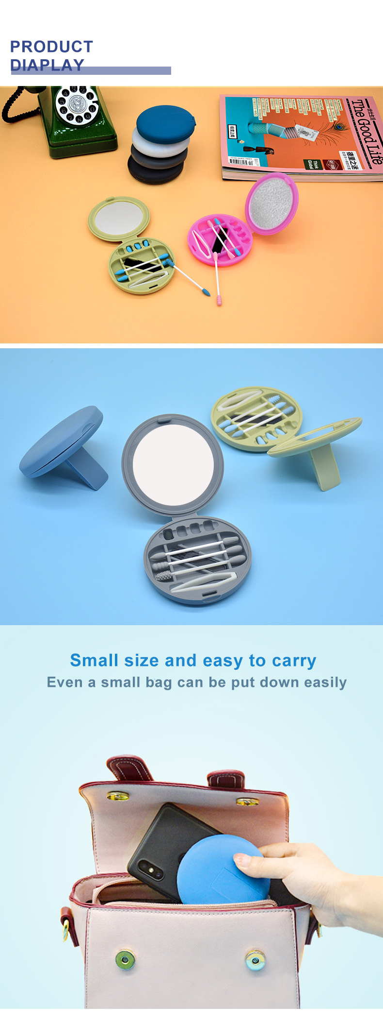 90g Silicone Houseware Silicone Cotton Swab Collection Box Set