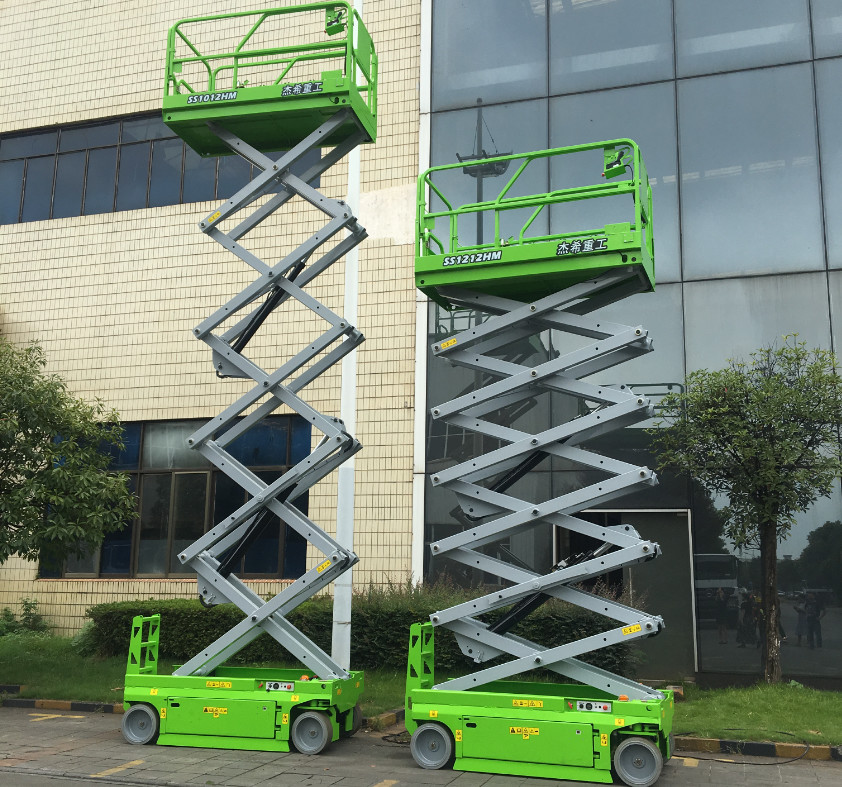 12m Elevated Lift Platform Aerial Working Electric Manlifts Green Color