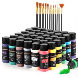 Quality Customized 36 Colors Acrylic Paint Set With 12 Art Brushes For Painting wholesale