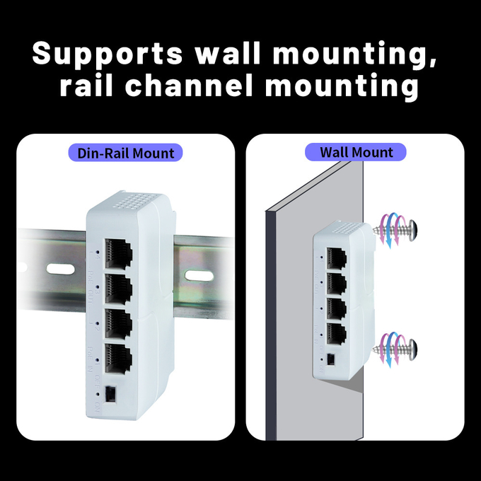 DIN Rail POE Repeater Extender 1In 3Out 100m POE Input:44~57V/30W, POE Output 25W IEEE802.3AF/AT