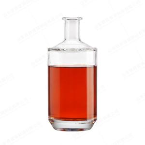 Quality Clear Glass Collar Material 750ml Brandy Gin Rum Tequila Vodka Spirits Bottle with Lid wholesale