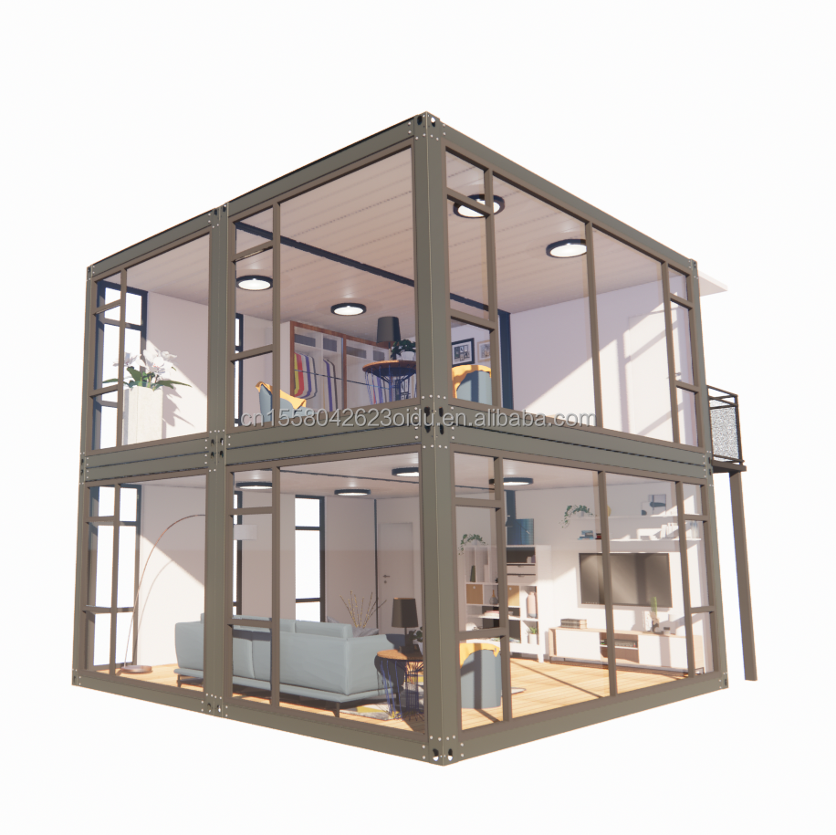 Office Convenience for Supermarket Large Curtain Wall Glass Window Movable House Container Room