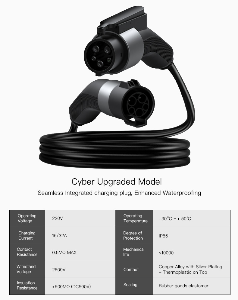 European Standard Type2 GBT EV Charging Cable 5M 3.5KW 7KW 11KW 22KW for Commercial Charger Station