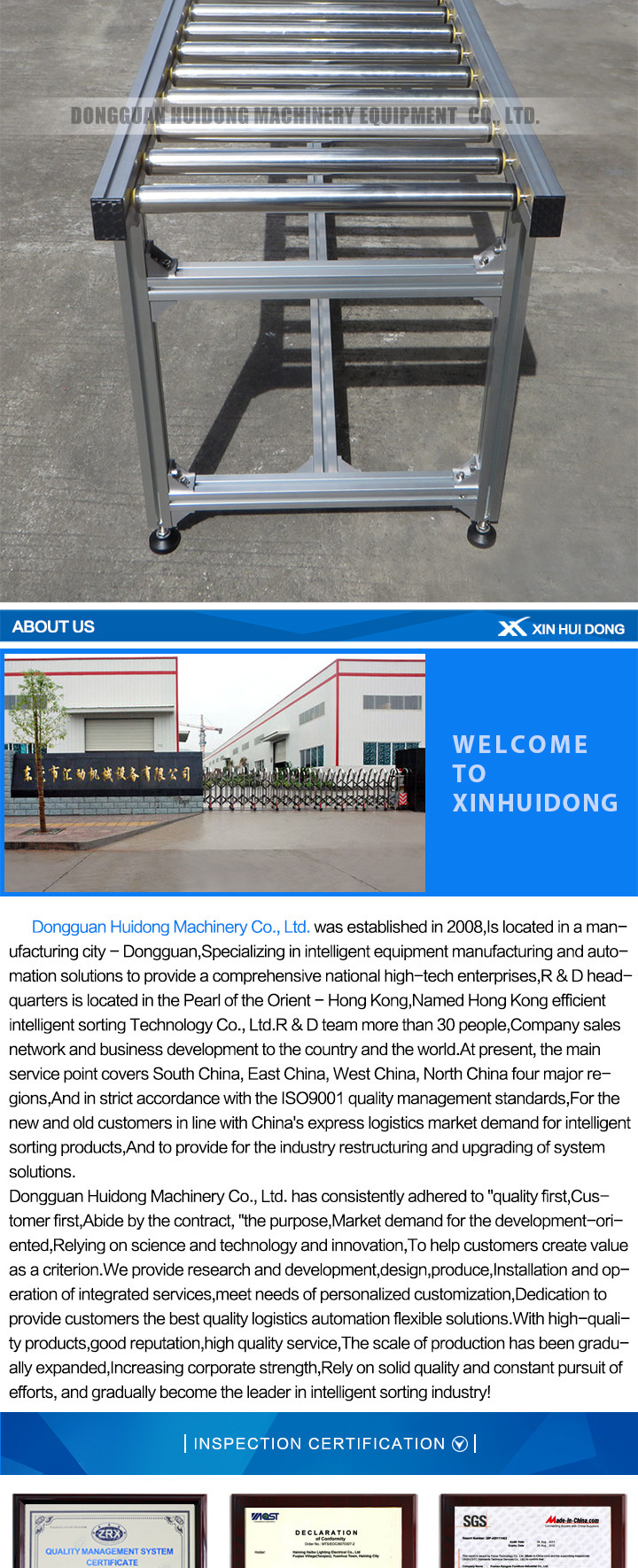 Manual Unloading Mini Roller Conveyor Fire Resistant For Transportation