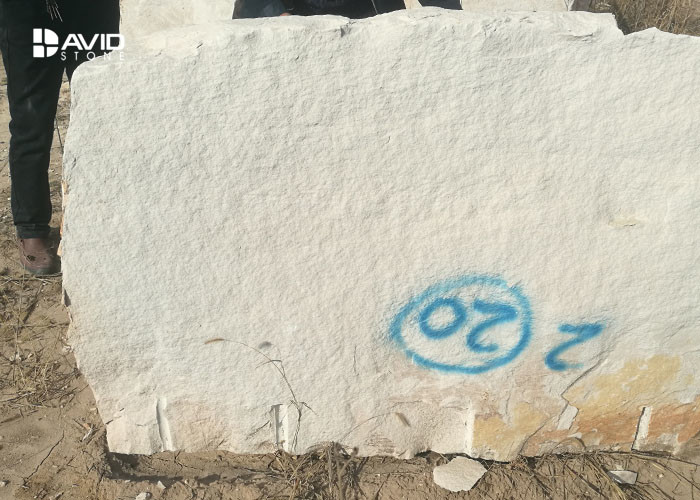 White Smooth Sandstone Wall Tiles , Sandstone Cladding Panels Stable Structure