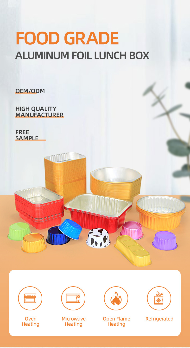 Round Aluminum Foil Lunch Box Barbecue Tin Foil Take Away Packaging Box