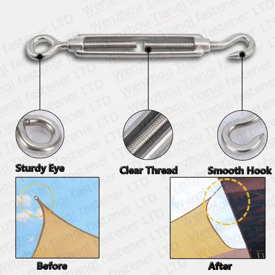 Water Treatment Stainless Steel Closed Body Turnbuckle M16 M2 M24 for Shandong Buy Jis F7020 M4 Marine Eye Eye Hand Wheel