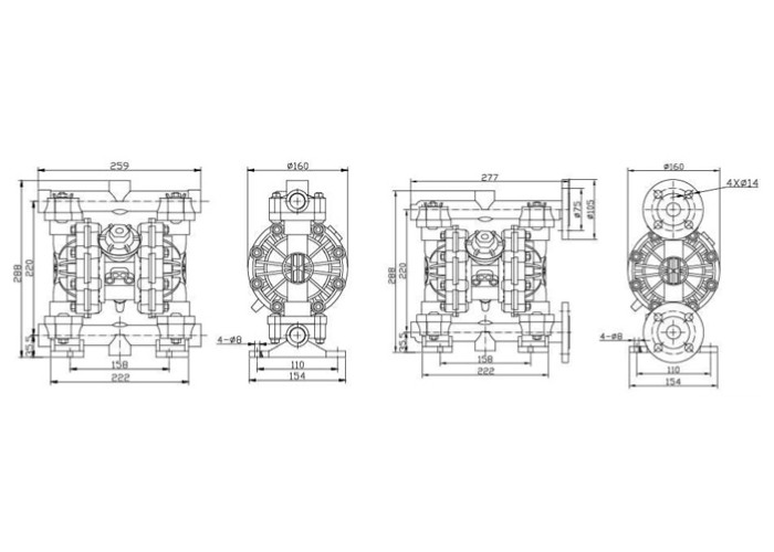 Low viscosity material transfer air operated double diaphragm pumps S S