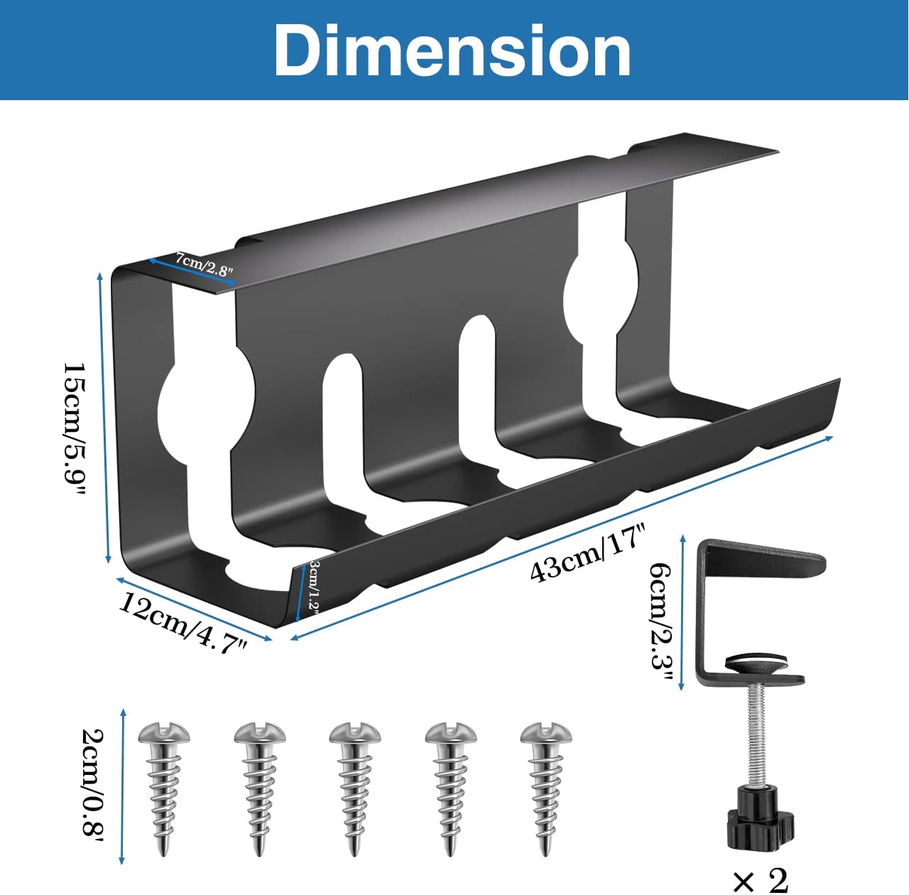 17 inch Carbon Steel Under Desk Cable Management Tray for Sustainable Wire Management