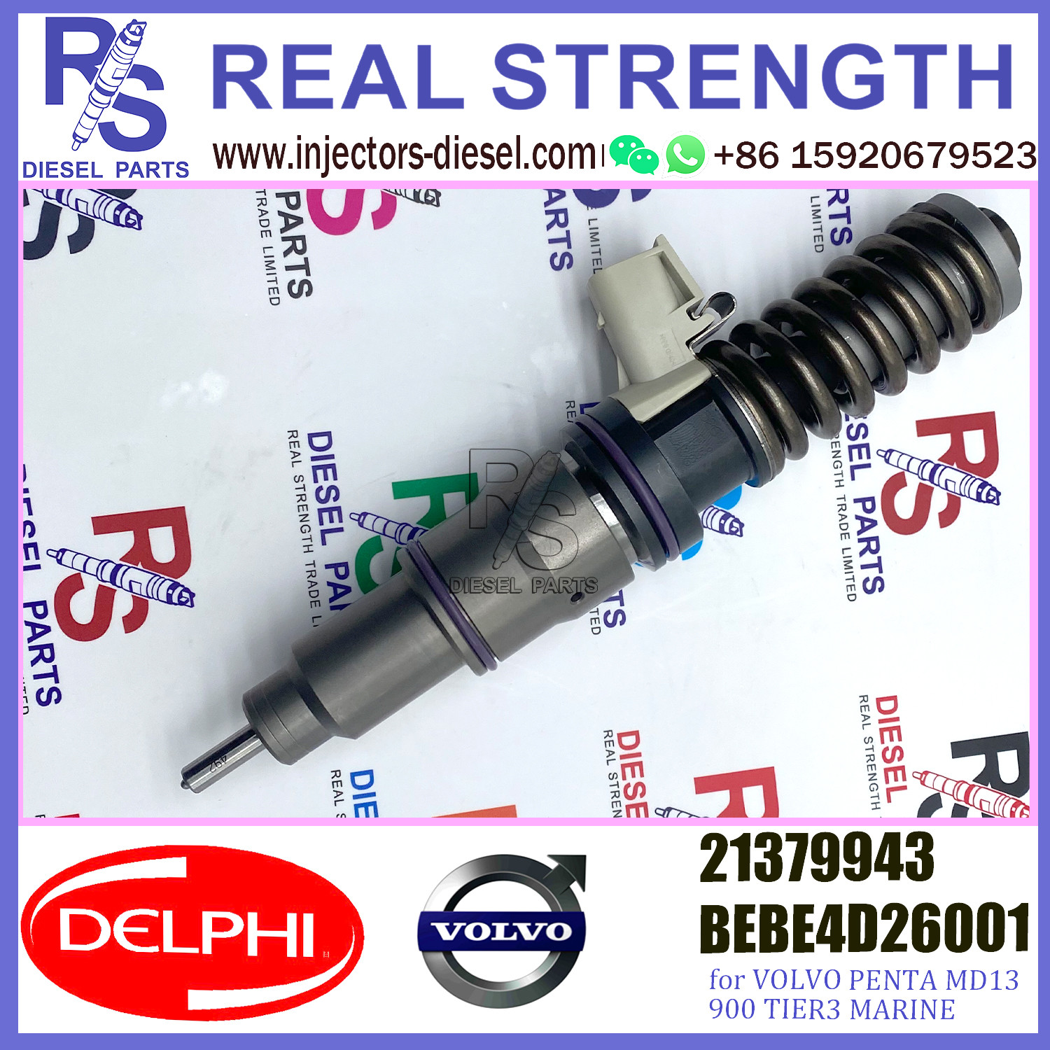 DELPHI 4pin injector 21379943 Diesel pump Injector V-O-L-V 21379943 BEBE4D26001 E3.18 for V-O-L-V PENTA MD13 900 TIER3 MARI