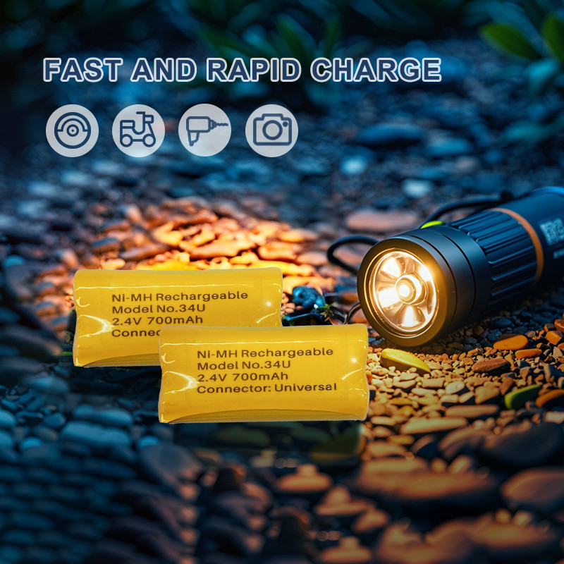 Customized 2.4V NiMh Battery Pack 700mAh Ni Mh Battery For Solar Light