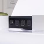 220V Sliding Power Outlet Strip Desk Mounted Sockets Custom