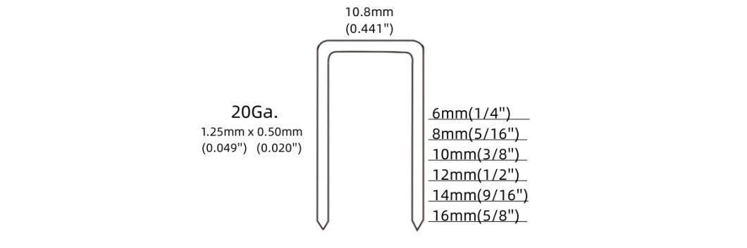 Top-Rated 20 Gauge Fine Crown Air Staple Pneumatic Staple A11-14