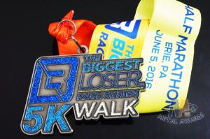 Quality Fashionable Special Type 5k Race Medals , Gillter Colors Running Award Medals wholesale