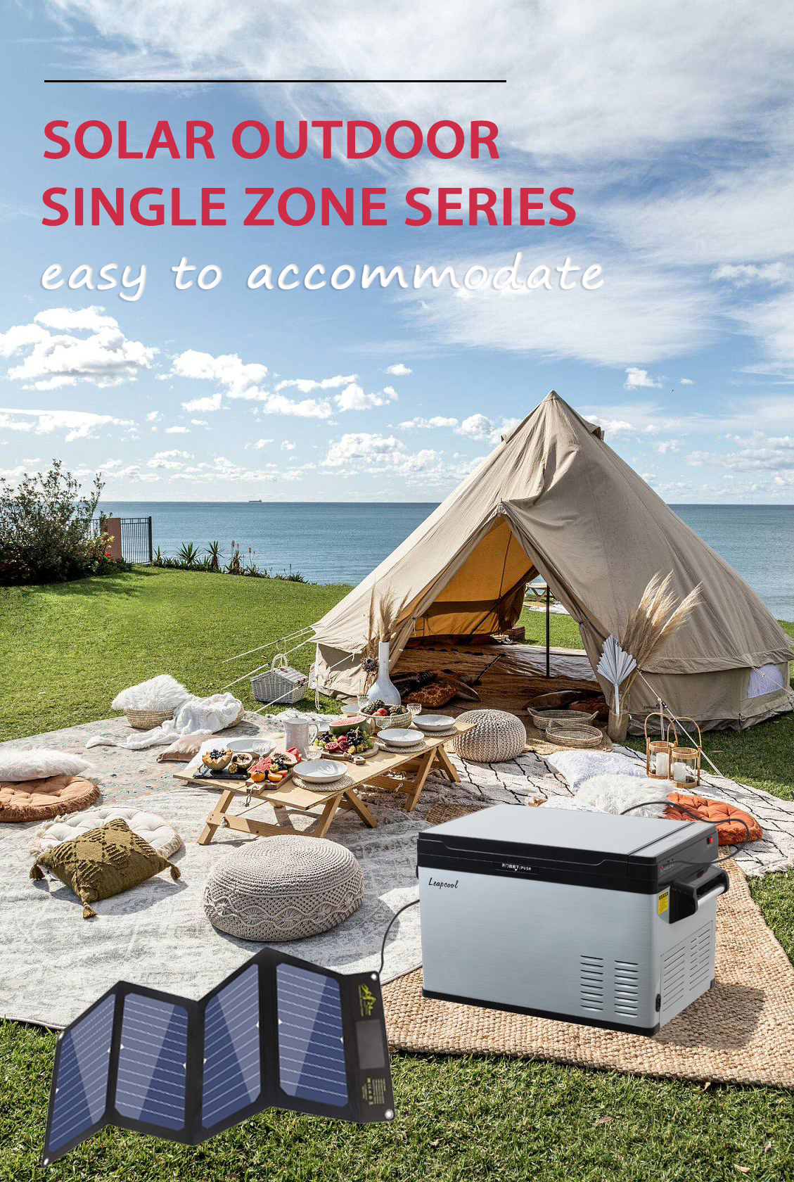Solar Powered Outdoor Fridge Freezer with Lithium Battery and Optional Solar Panel