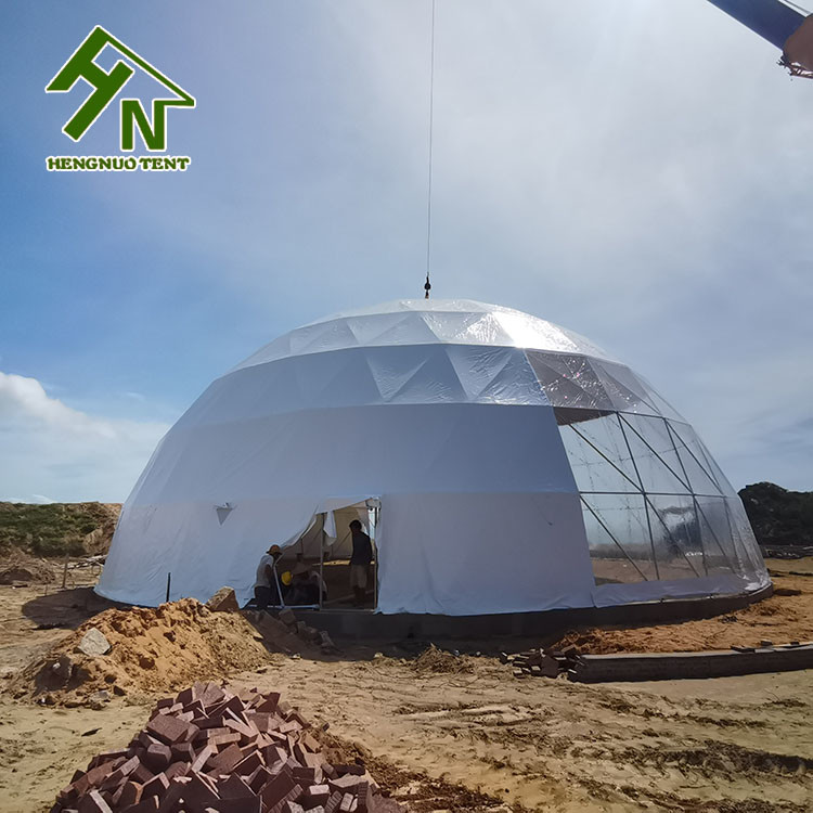8m Geodesic Dome Tent Double Glass Door Clear Bay Window For Event