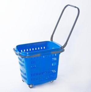 Quality PP Rolling Folding Cart With Wheels Collapsible Plastic Hand Baskets wholesale