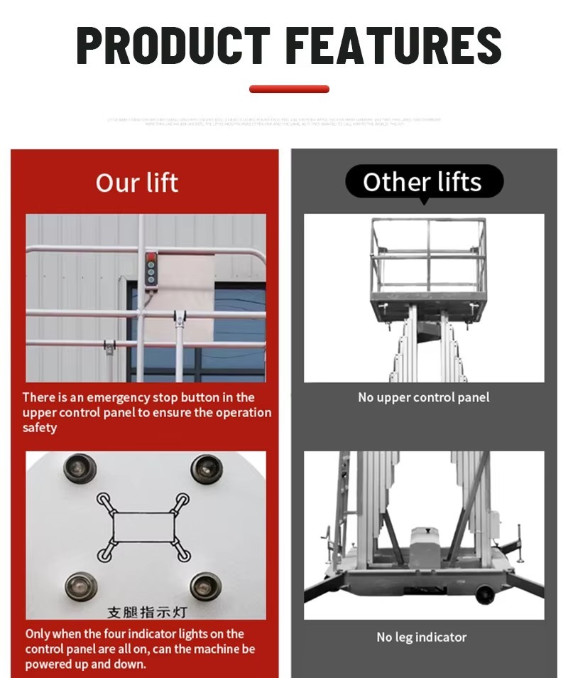 Aluminum Alloy Telescoping Vertical Mast Lift Platform Lightweight Lifting Device Shopping Mall Use
