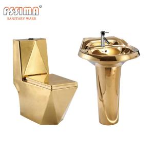 Quality S Trap Golden Conjoined Toilet Sanitary Wares Wc Ceramic Diamond wholesale