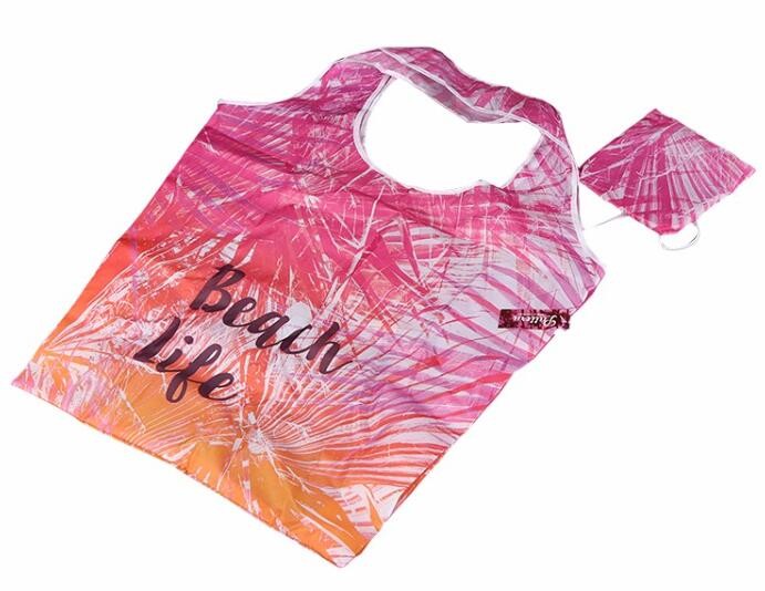 Recycled Foldable Nylon Polyester Tote Bag with logos polyester shopping bag Custom advertising handle non woven bag PAC