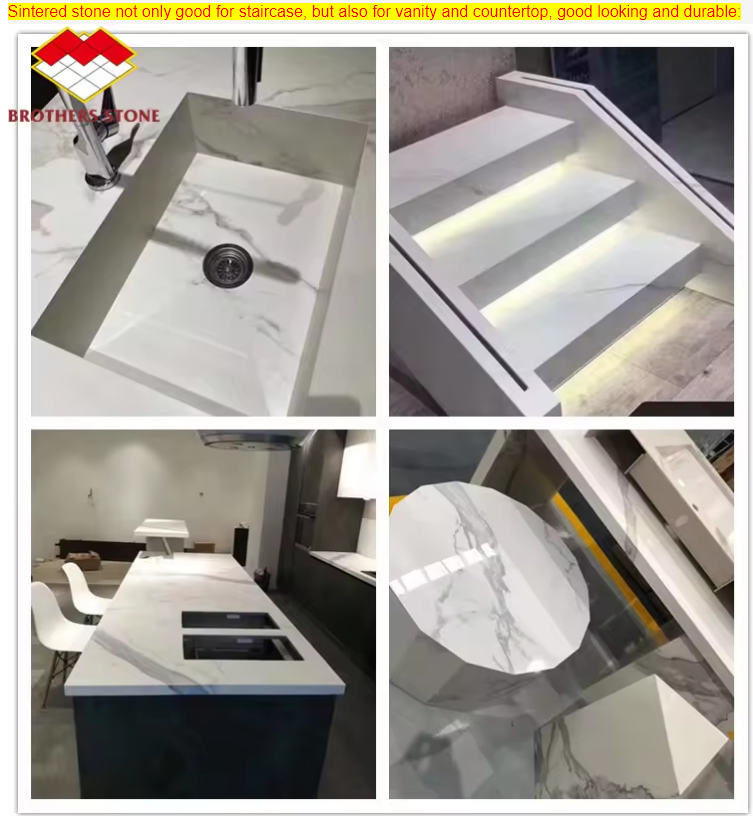 Interior Graphic Design Artificial Stone Steps Tiles for Modern Sintered Staircase
